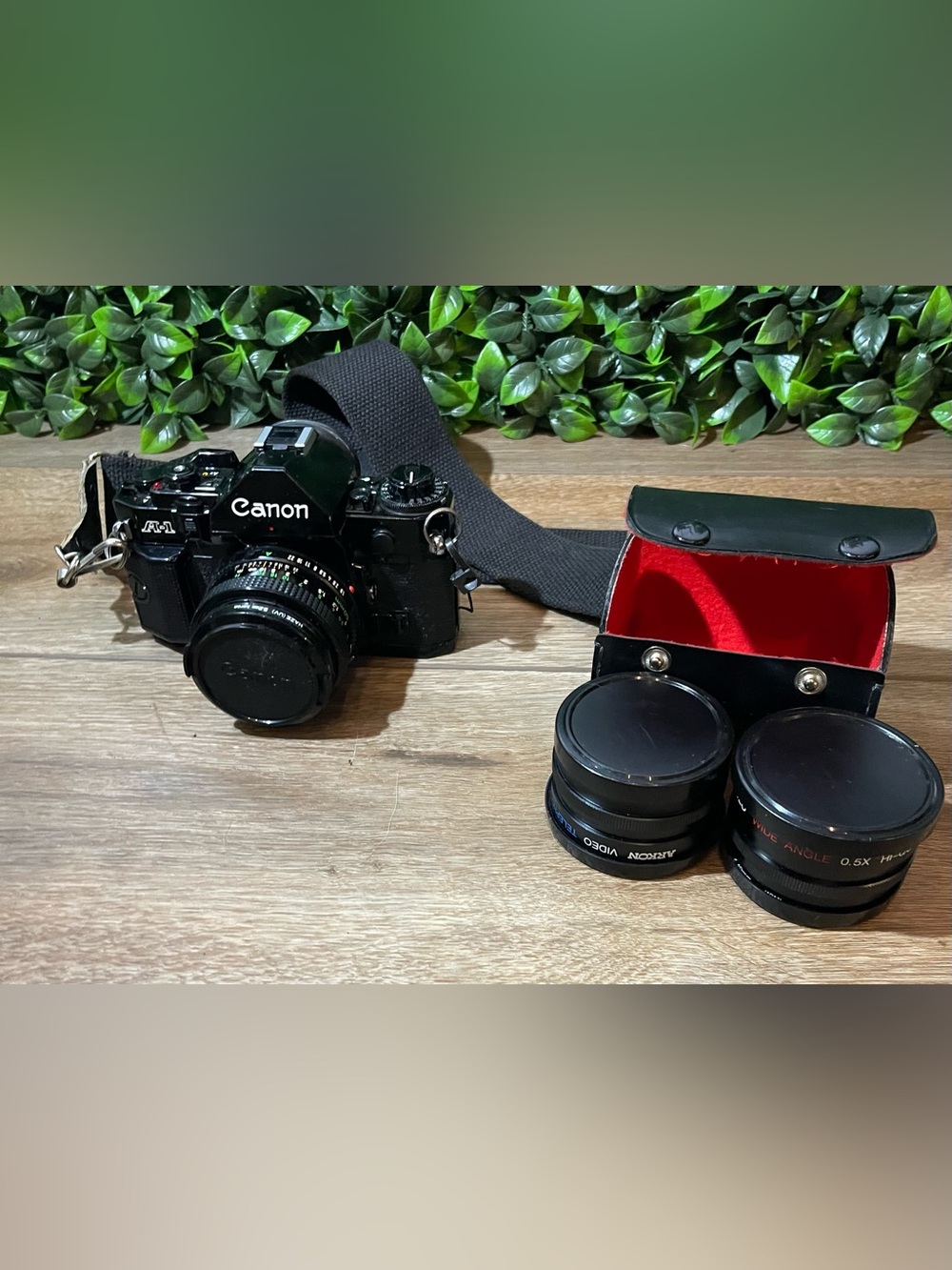 Vintage Canon A-1 35mm Film SLR Camera + Lens & Wide Angle Accessories